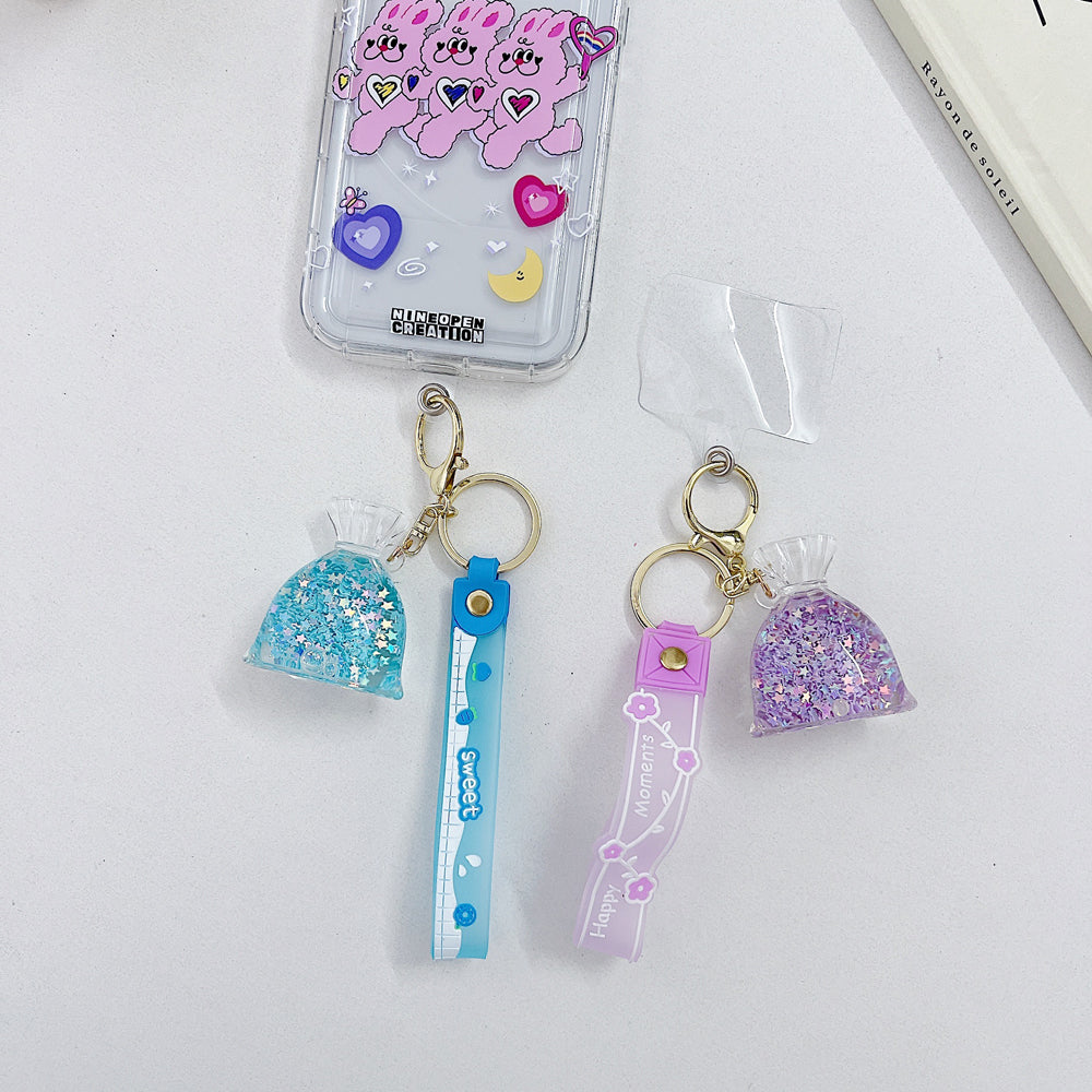 Floating Liquid Glitter Pouch Phone Charm | Keychain | Handbag Charm