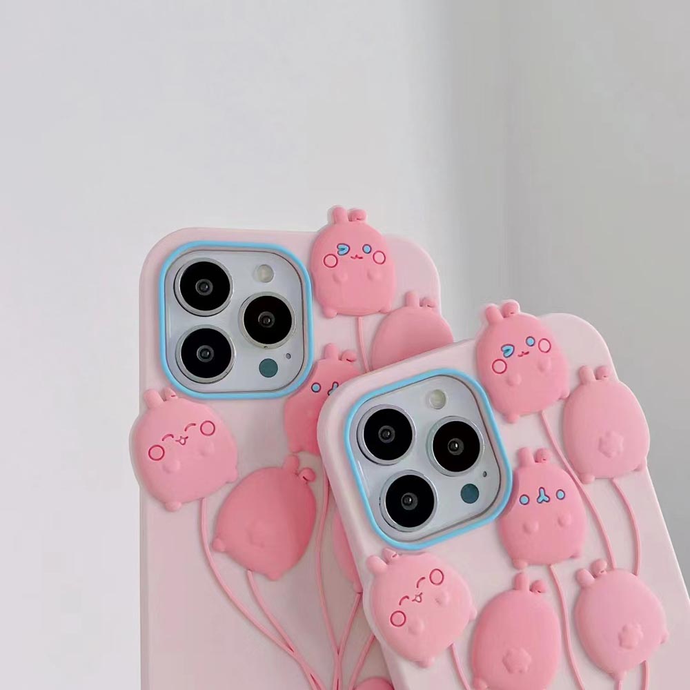 Luxury 3D Balloon Rabbit Silicone Soft Cover - iPhone 15 Pro
