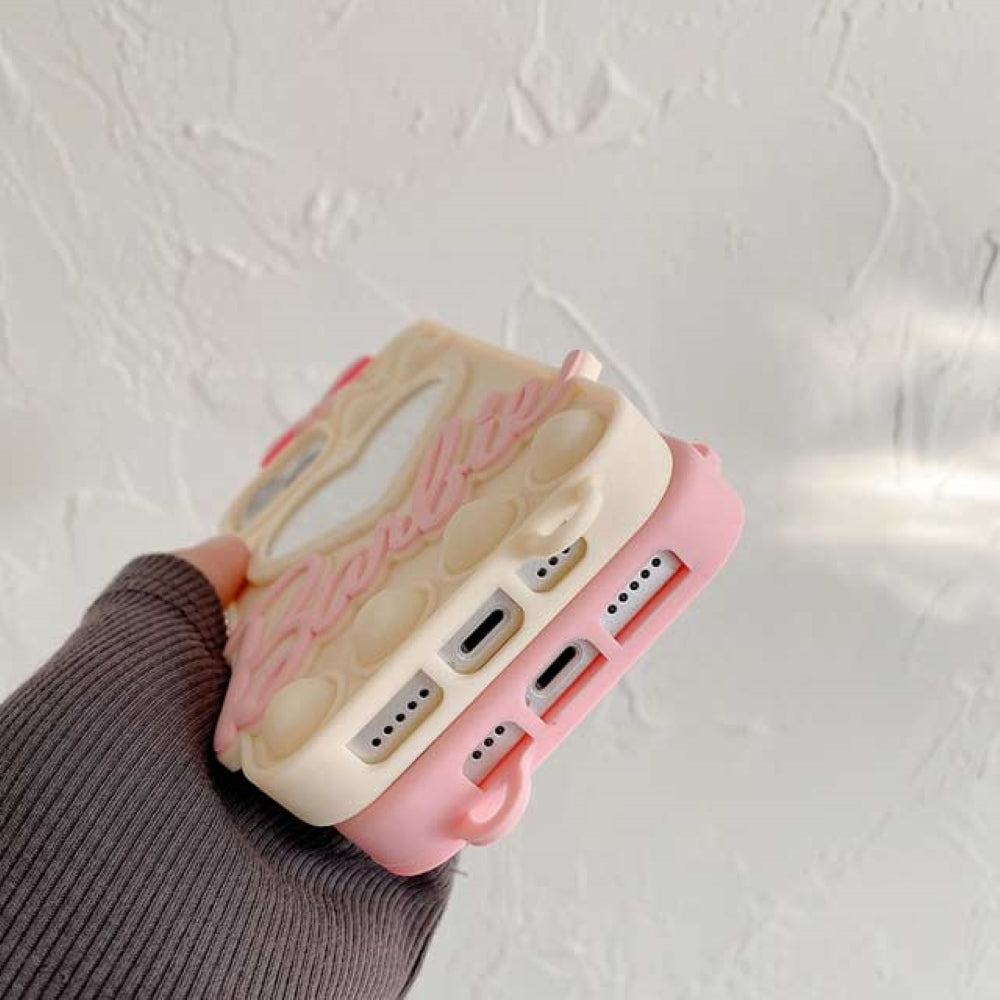 Love Heart Makeup Mirror Silicon Mobile Cover - iPhone 14