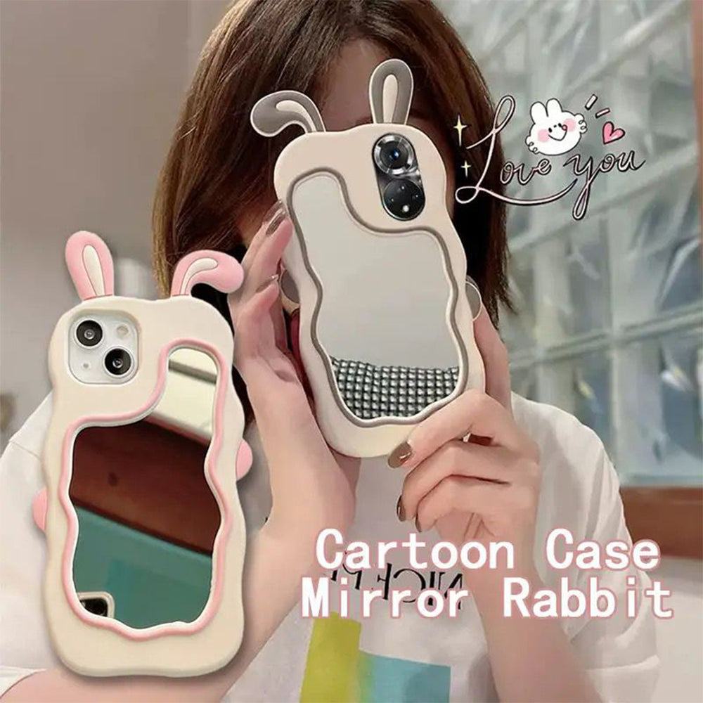 Silicone Mirror Cute Rabbit Design Cover - iPhone 14 Pro