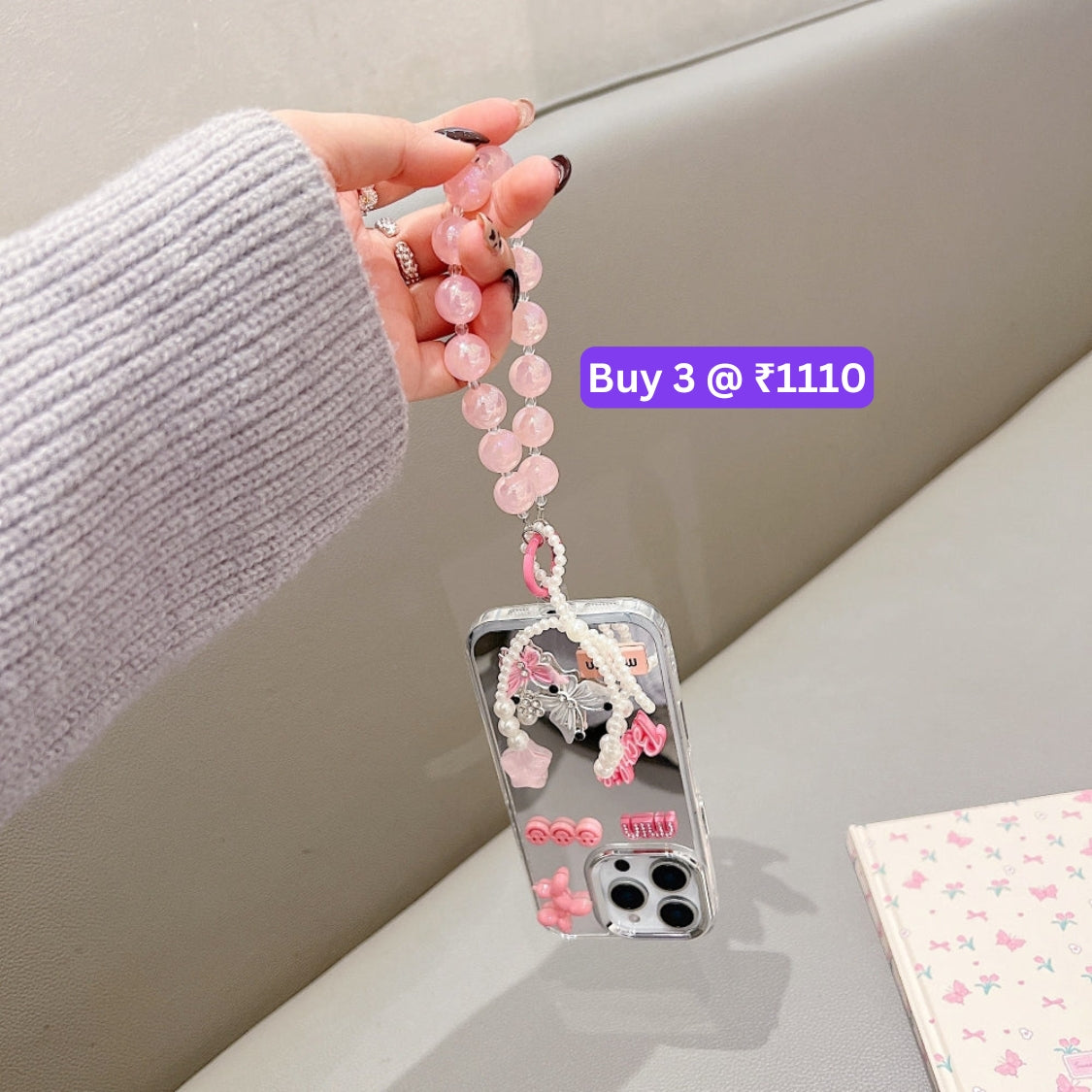 3D Creative Toy Graphic Mirror Phone Case With Bracelet - iPhone 16