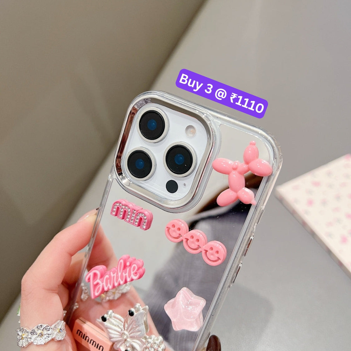 3D Creative Toy Graphic Mirror Phone Case With Bracelet - iPhone 16