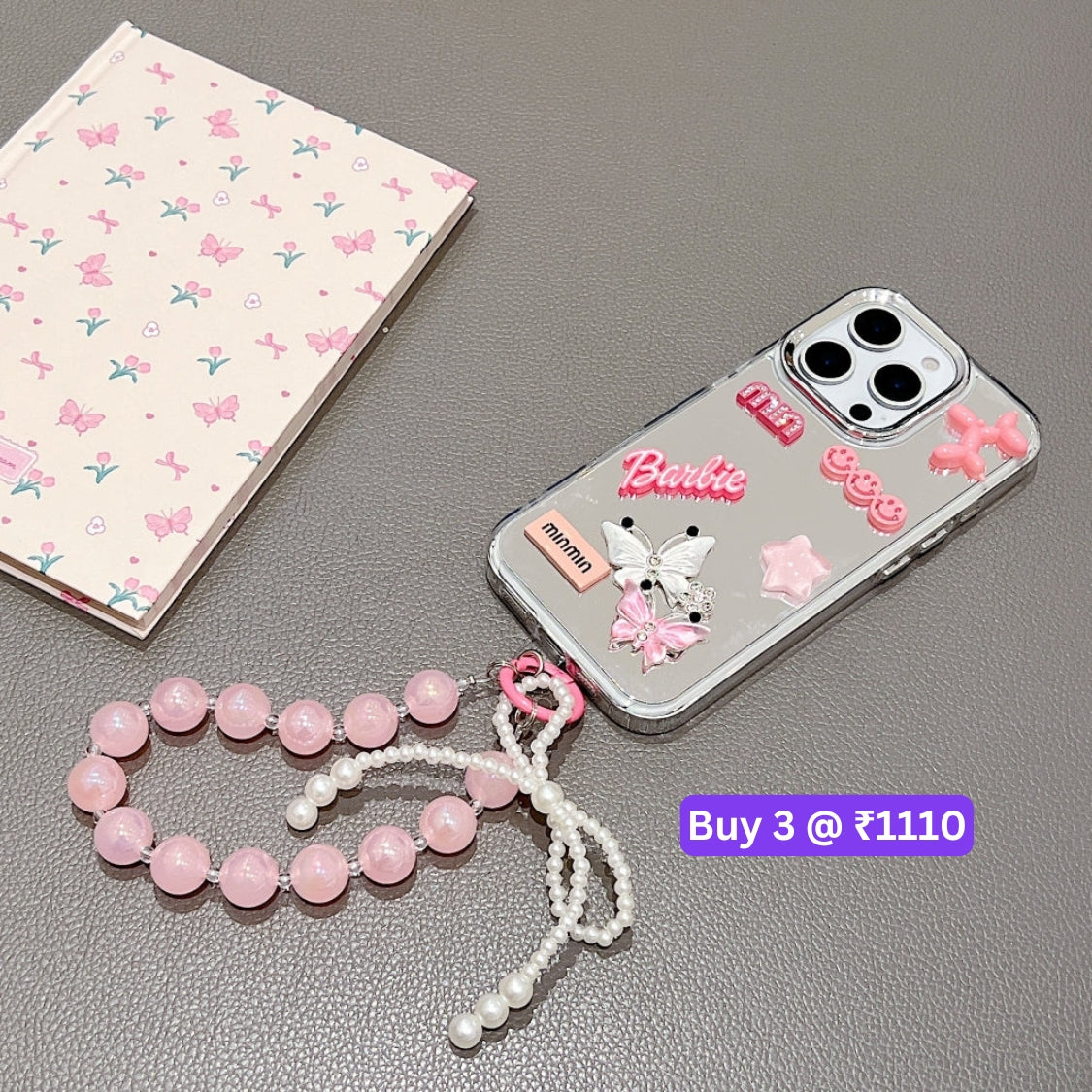 3D Creative Toy Graphic Mirror Phone Case With Bracelet - iPhone 16