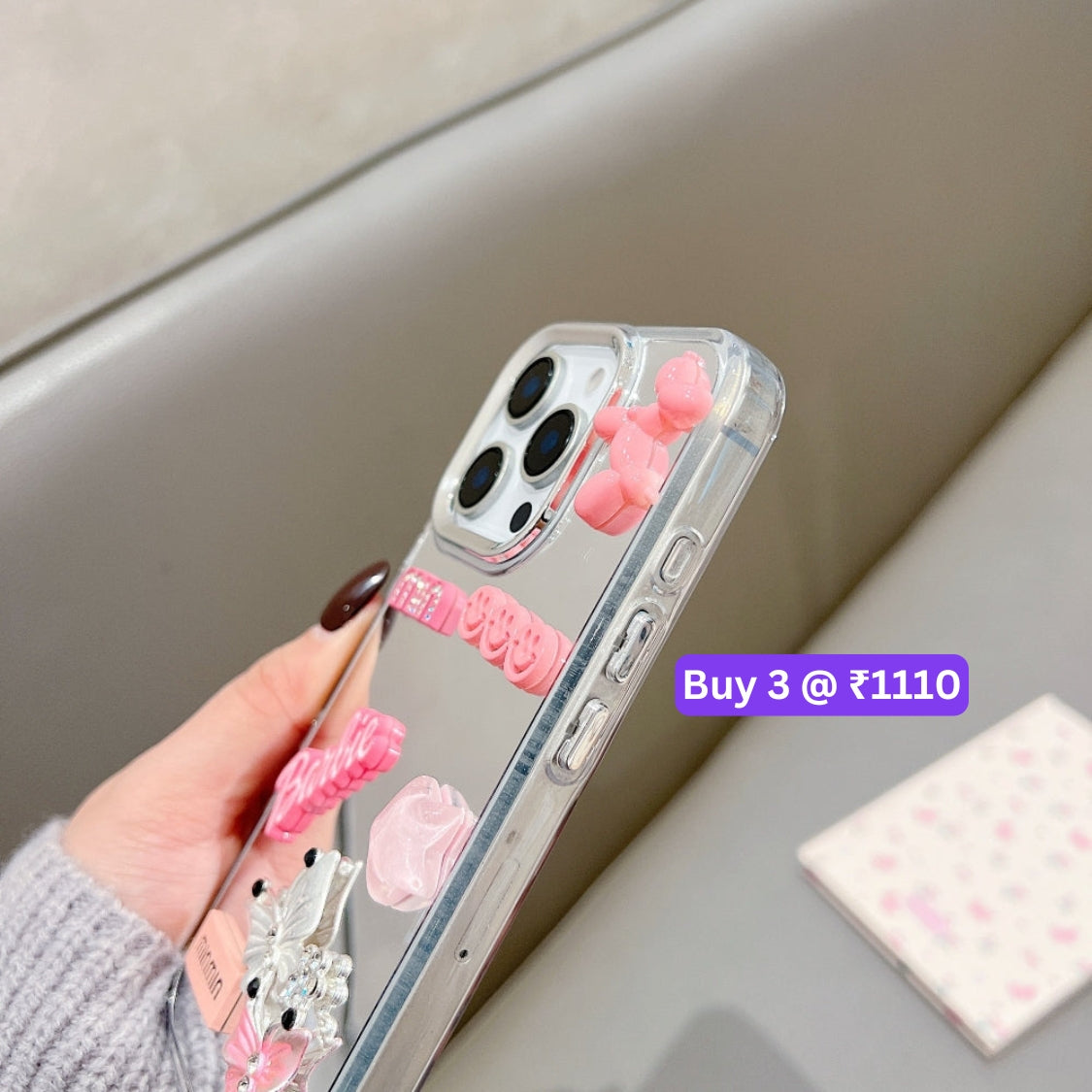 3D Creative Toy Graphic Mirror Phone Case With Bracelet - iPhone 16