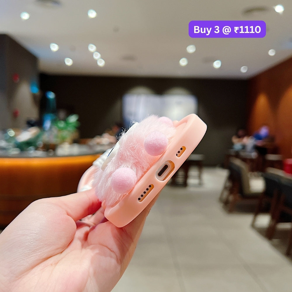 3D Ear Wave with Cute Specs Fur Cartoon TPU (Soft) Phone Case | Mobile Cover - Mi Note 14 Pro (5G)