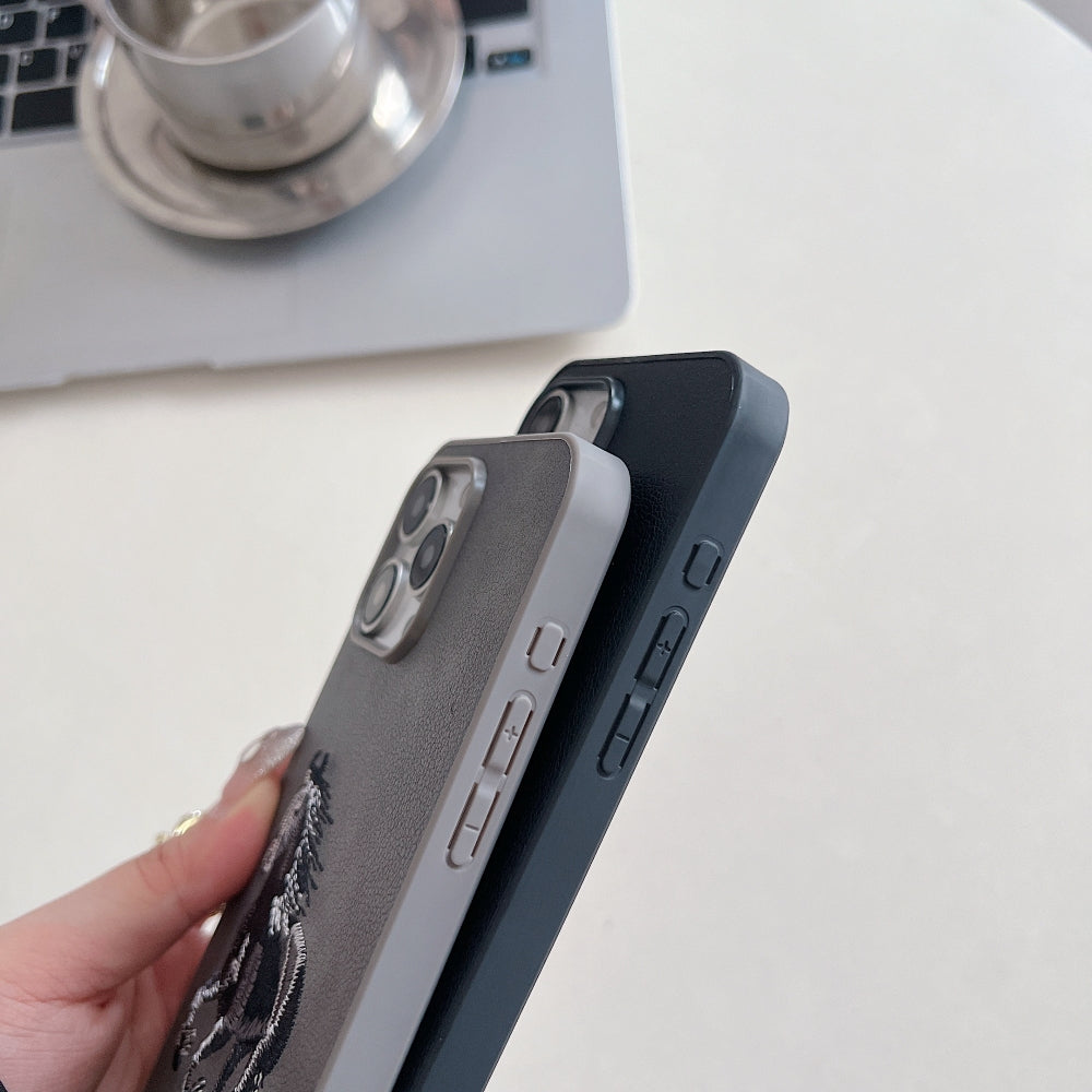 3D Embroided Horse Design PU Leather Phone Case - Mi Note 13 (5G)