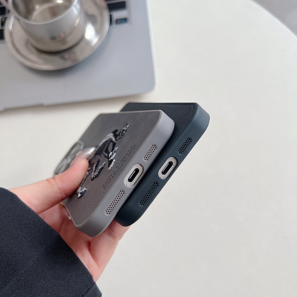 3D Embroided Horse Design PU Leather Phone Case - Oppo Reno 11 Pro (5G)