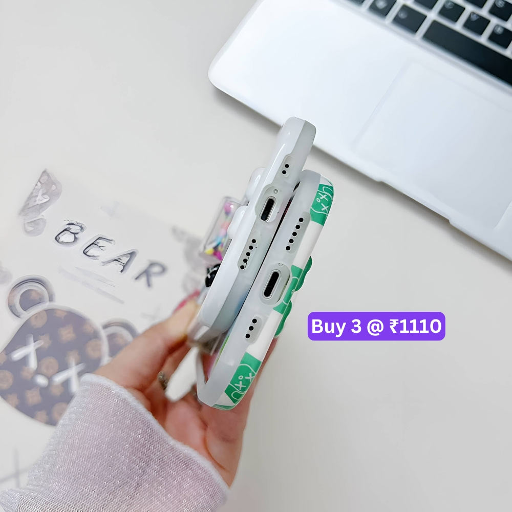 3D Machine Bear Soft Phone Case With Random Color Bracelet - iPhone 12