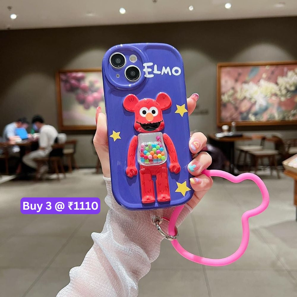 3D Machine Bear Soft Phone Case With Random Color Bracelet - iPhone 12