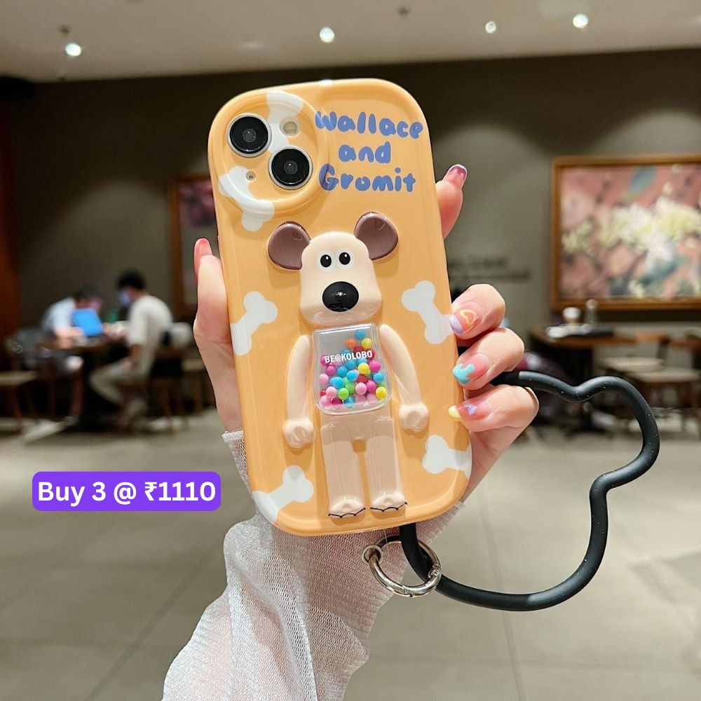 3D Machine Bear Soft Phone Case With Random Color Bracelet - iPhone 12