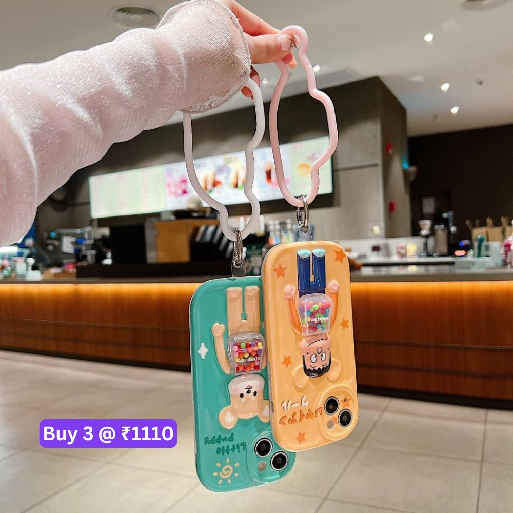 3D Machine Bear Soft Phone Case With Random Color Bracelet - iPhone 12