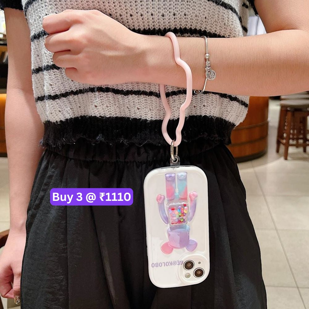 3D Machine Bear Soft Phone Case With Random Color Bracelet - iPhone 12