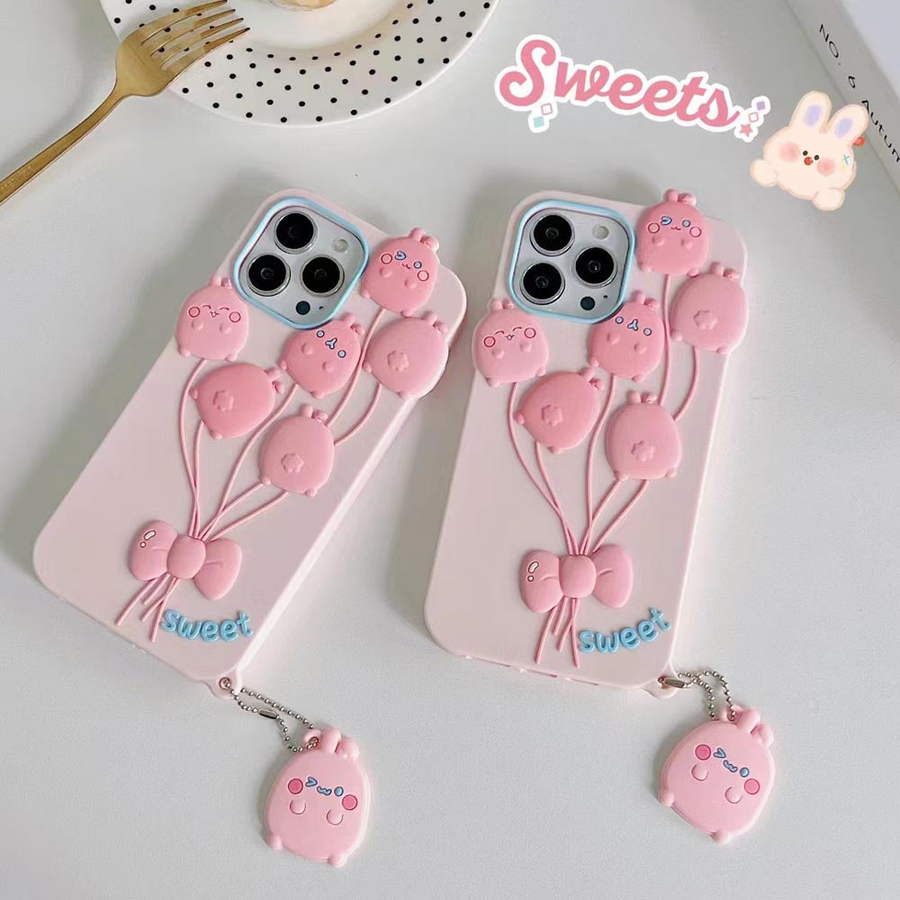 Luxury 3D Balloon Rabbit Silicone Soft Cover - iPhone 15 Pro