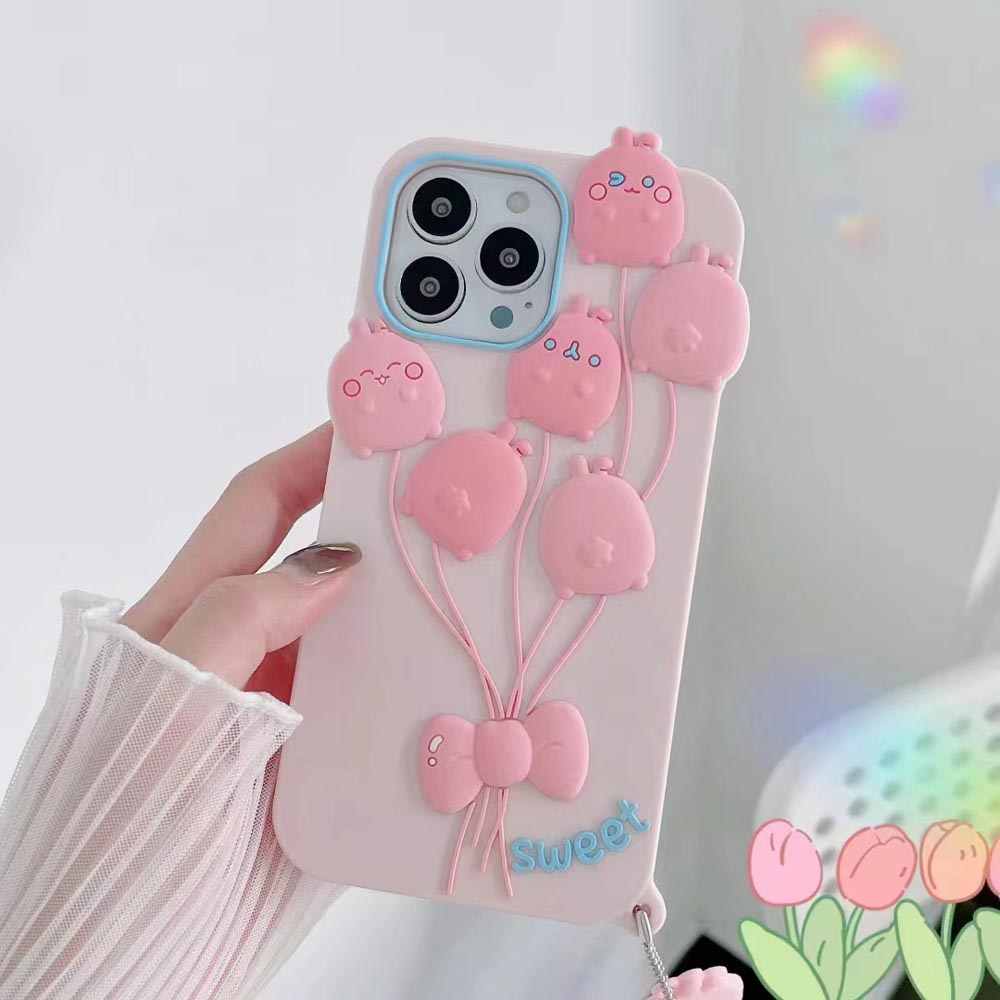 Luxury 3D Balloon Rabbit Silicone Soft Cover - iPhone 15 Pro