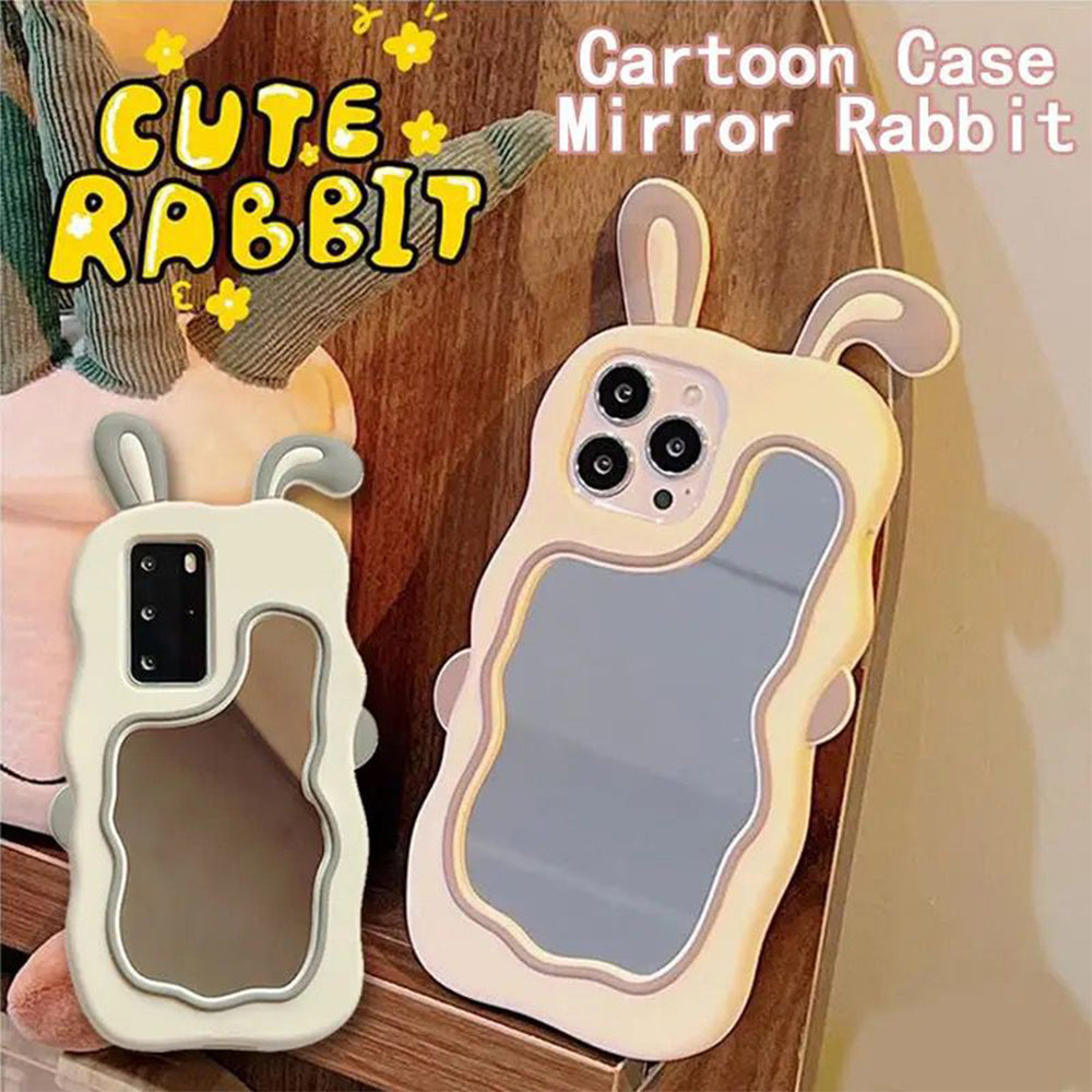 Silicone Mirror Cute Rabbit Design Cover - iPhone 14 Pro