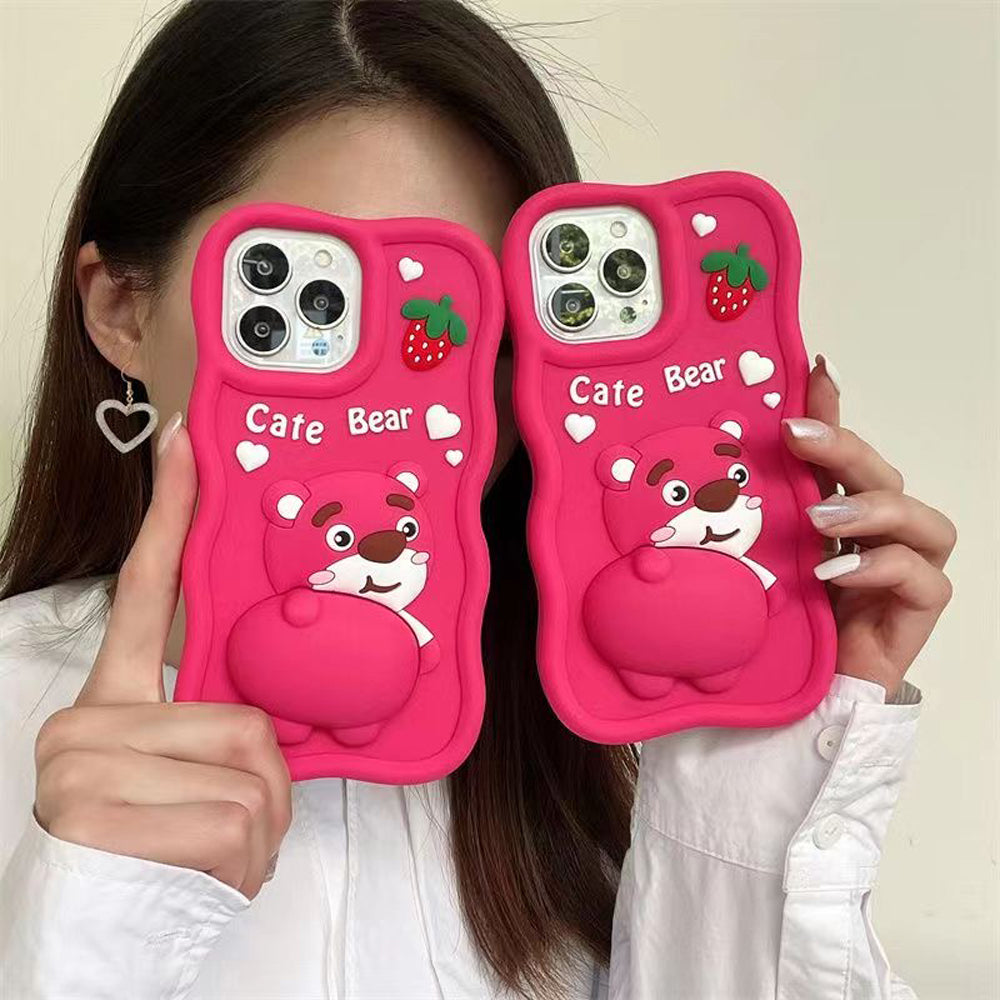 Decompression Pinch Silicone Soft Shell Cartoon Case - iPhone 15 Pro Max