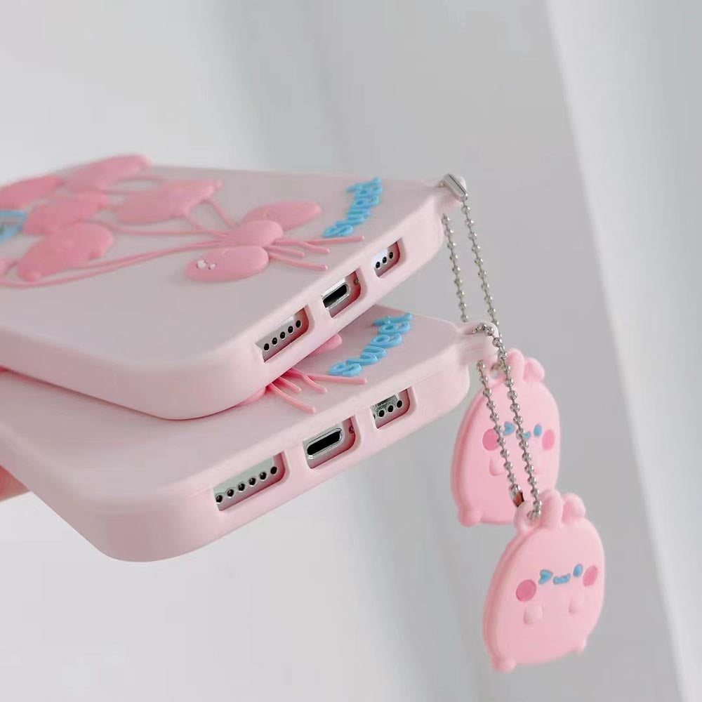 Luxury 3D Balloon Rabbit Silicone Soft Cover - iPhone 15 Pro