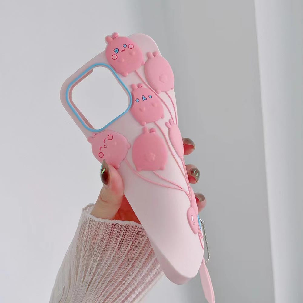 Luxury 3D Balloon Rabbit Silicone Soft Cover - iPhone 15 Pro