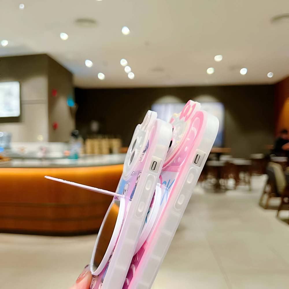 Cartoon Cat Printed TPU Camera Protection Cover with Mirror Stand – iPhone 12 Pro