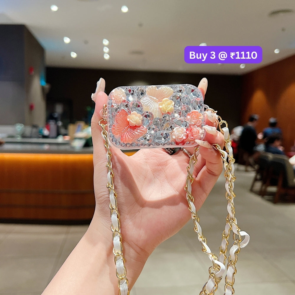 Acrylic Butterfly and Flower Charm Pattern Universal Stand with Crystal Bracelet