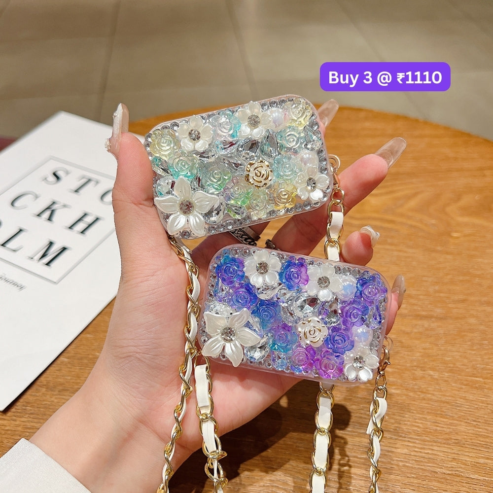 Acrylic Butterfly and Flower Charm Pattern Universal Stand with Crystal Bracelet
