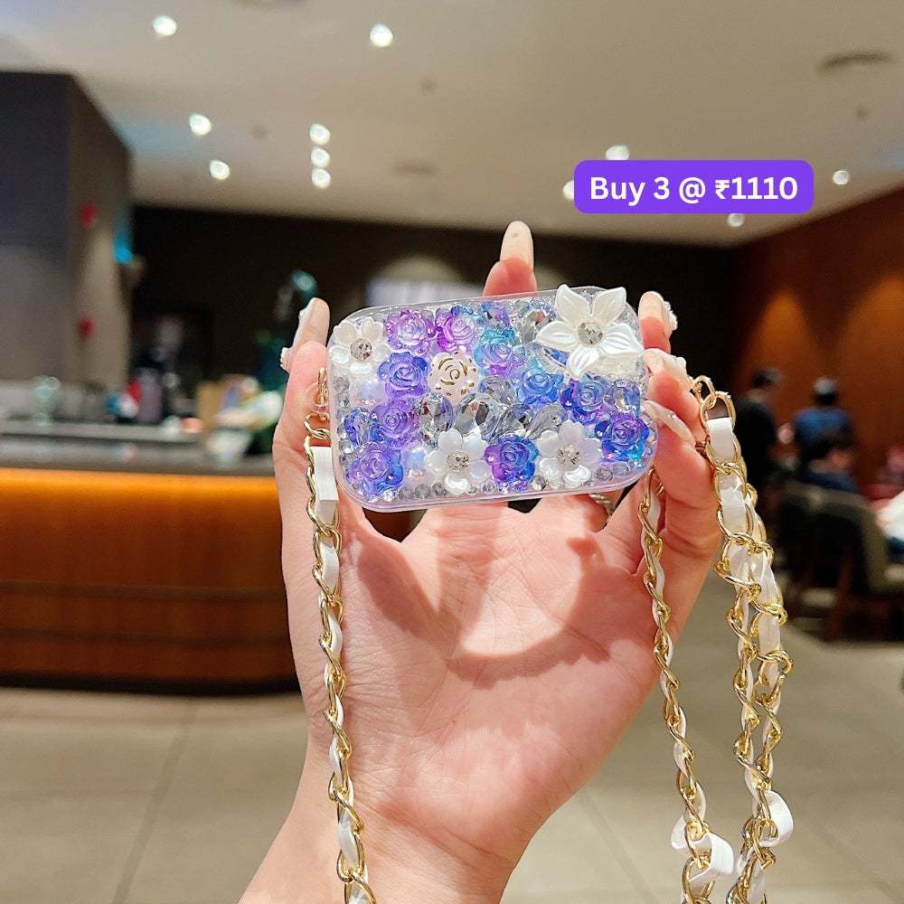 Acrylic Butterfly and Flower Charm Pattern Universal Stand with Crystal Bracelet