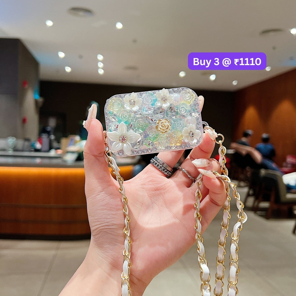 Acrylic Butterfly and Flower Charm Pattern Universal Stand with Crystal Bracelet