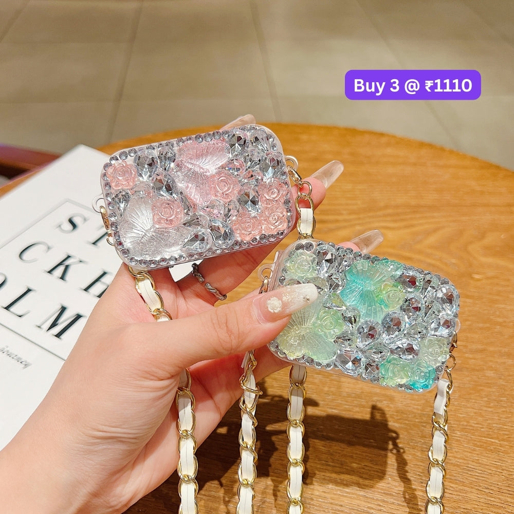 Acrylic Butterfly and Flower Charm Pattern Universal Stand with Crystal Bracelet