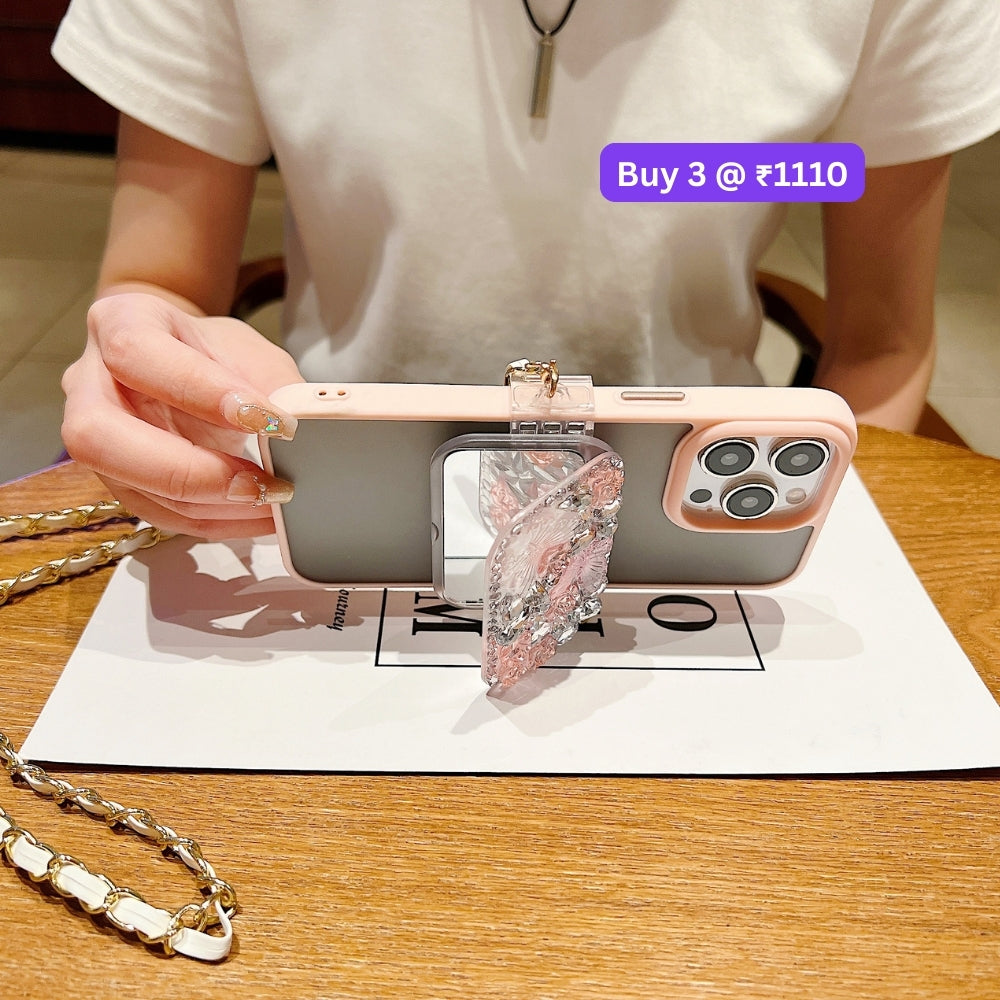 Acrylic Butterfly and Flower Charm Pattern Universal Stand with Crystal Bracelet