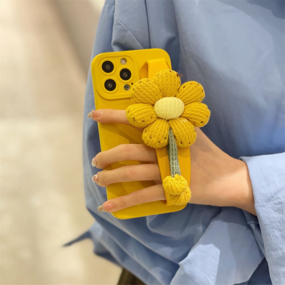 Cute Flower Wrist Strap Holder Silicone Soft Camera Protection Case - iPhone 12 Pro
