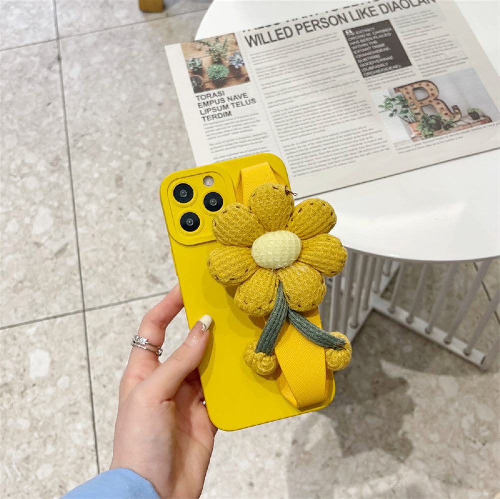 Cute Flower Wrist Strap Holder Silicone Soft Camera Protection Case - iPhone 12 Pro