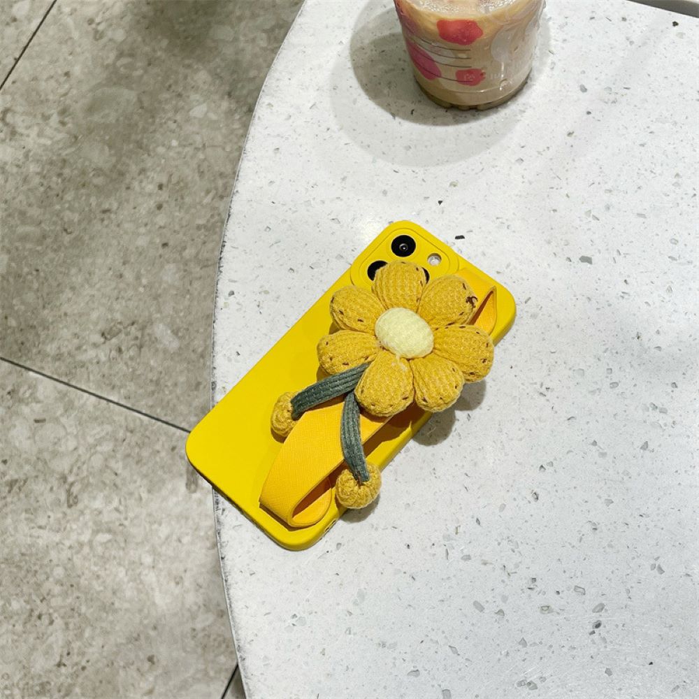 Cute Flower Wrist Strap Holder Silicone Soft Camera Protection Case - iPhone 12 Pro