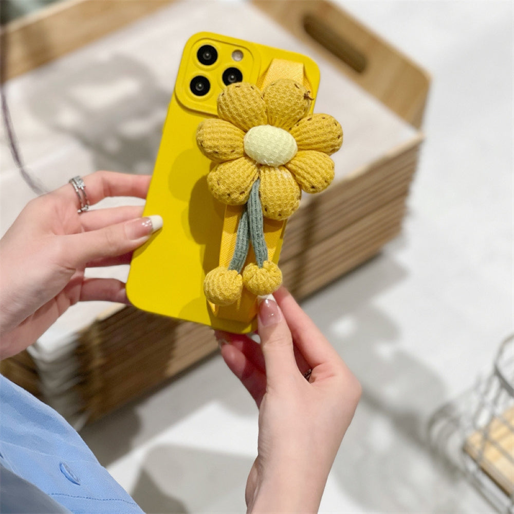 Cute Flower Wrist Strap Holder Silicone Soft Camera Protection Case - iPhone 12