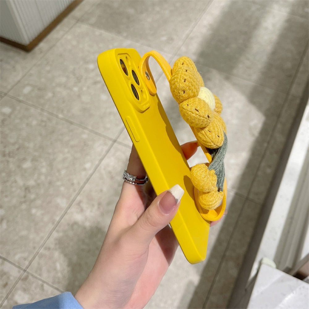 Cute Flower Wrist Strap Holder Silicone Soft Camera Protection Case - iPhone 12