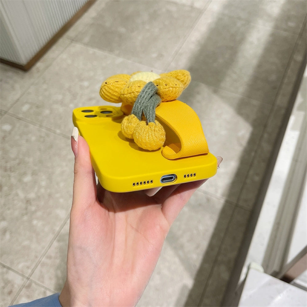 Cute Flower Wrist Strap Holder Silicone Soft Camera Protection Case - iPhone 12 Pro