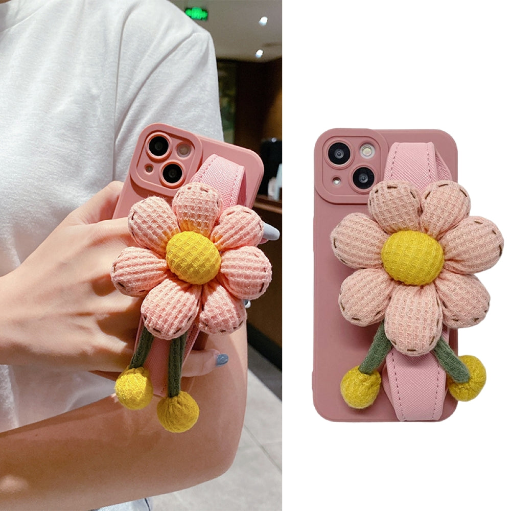 Cute Flower Wrist Strap Holder Silicone Soft Camera Protection Case - iPhone 12
