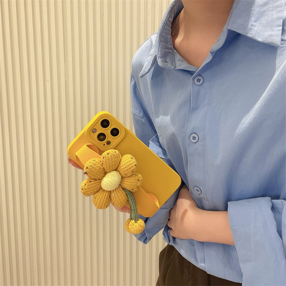 Cute Flower Wrist Strap Holder Silicone Soft Camera Protection Case - iPhone 12