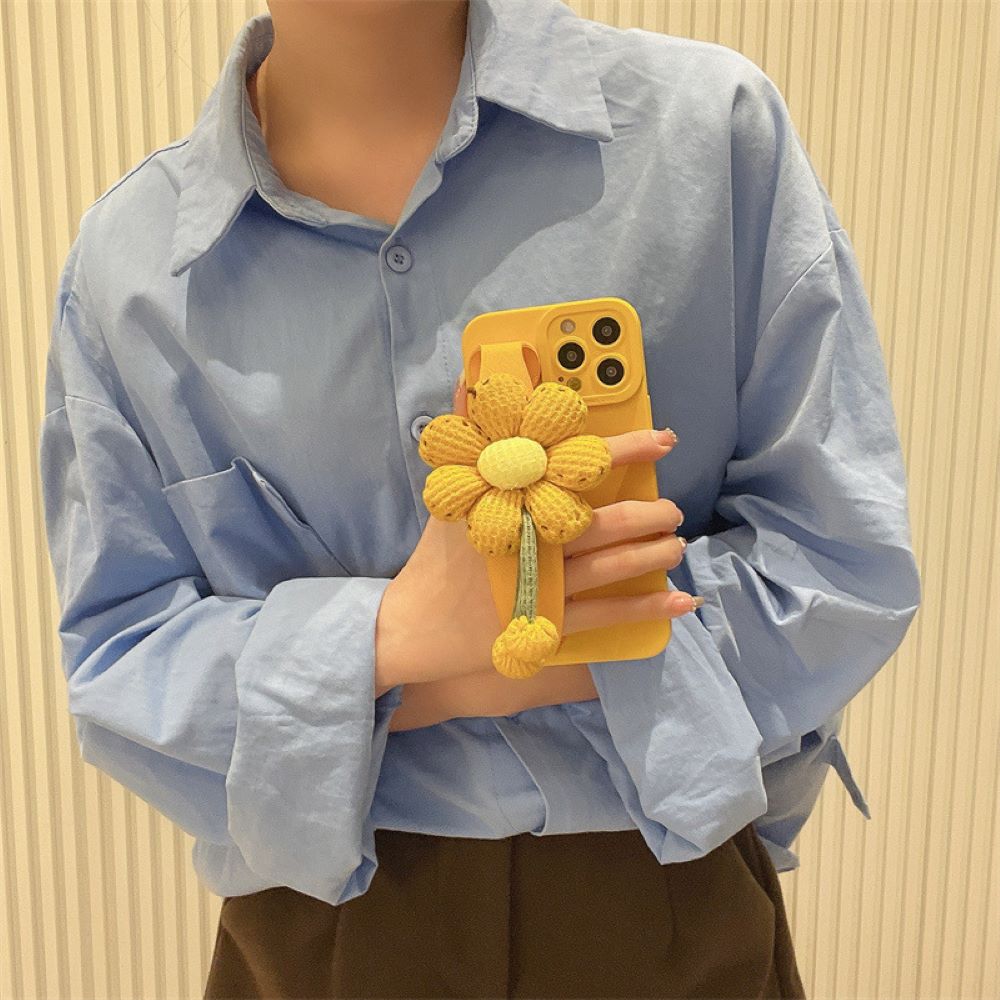 Cute Flower Wrist Strap Holder Silicone Soft Camera Protection Case - iPhone 12 Pro