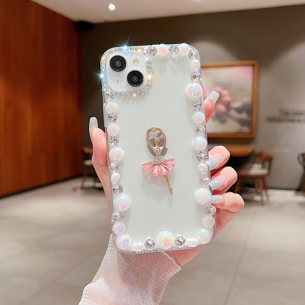 Ballerina Girl Charm Pearl Border Transparent Phone Case - iPhone 13