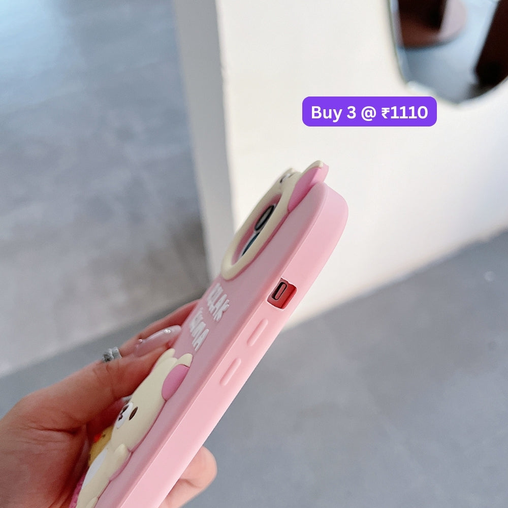 Bear Head Lens Circle Silicone Soft Phone Case | Mobile Cover - iPhone 14 Pro Max