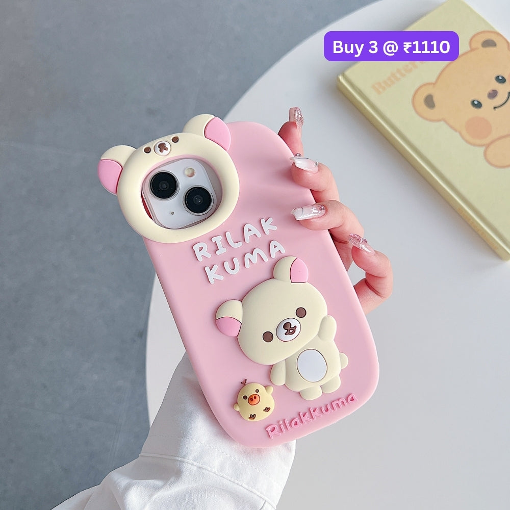 Bear Head Lens Circle Silicone Soft Phone Case | Mobile Cover - iPhone 14 Pro Max