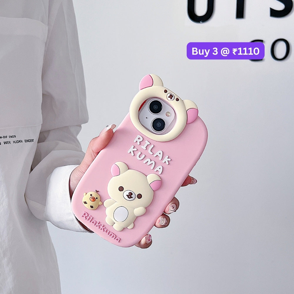 Bear Head Lens Circle Silicone Soft Phone Case | Mobile Cover - iPhone 14 Pro Max