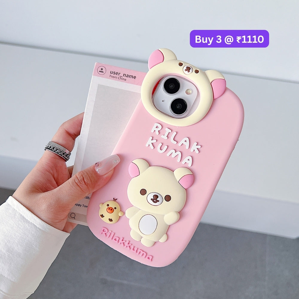Bear Head Lens Circle Silicone Soft Phone Case | Mobile Cover - iPhone 14 Pro Max