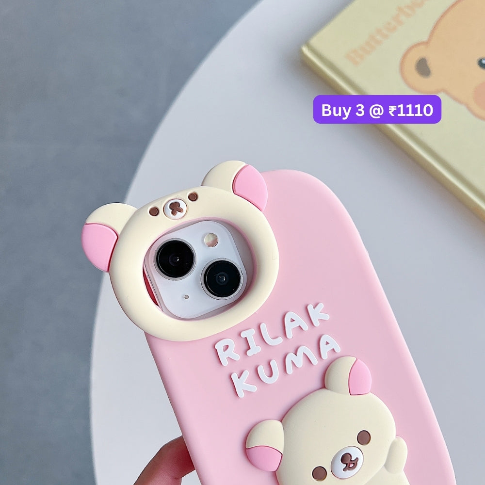 Bear Head Lens Circle Silicone Soft Phone Case | Mobile Cover - iPhone 14 Pro Max