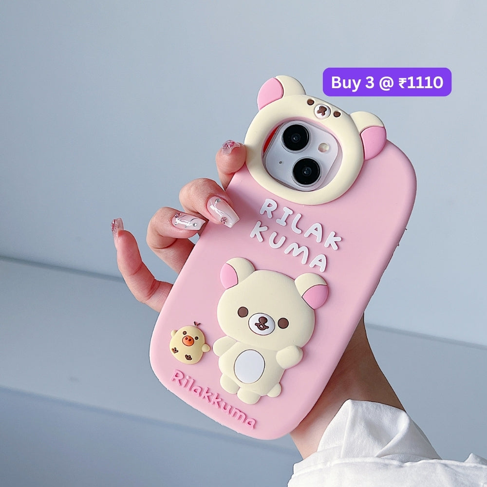Bear Head Lens Circle Silicone Soft Phone Case | Mobile Cover - iPhone 14 Pro Max