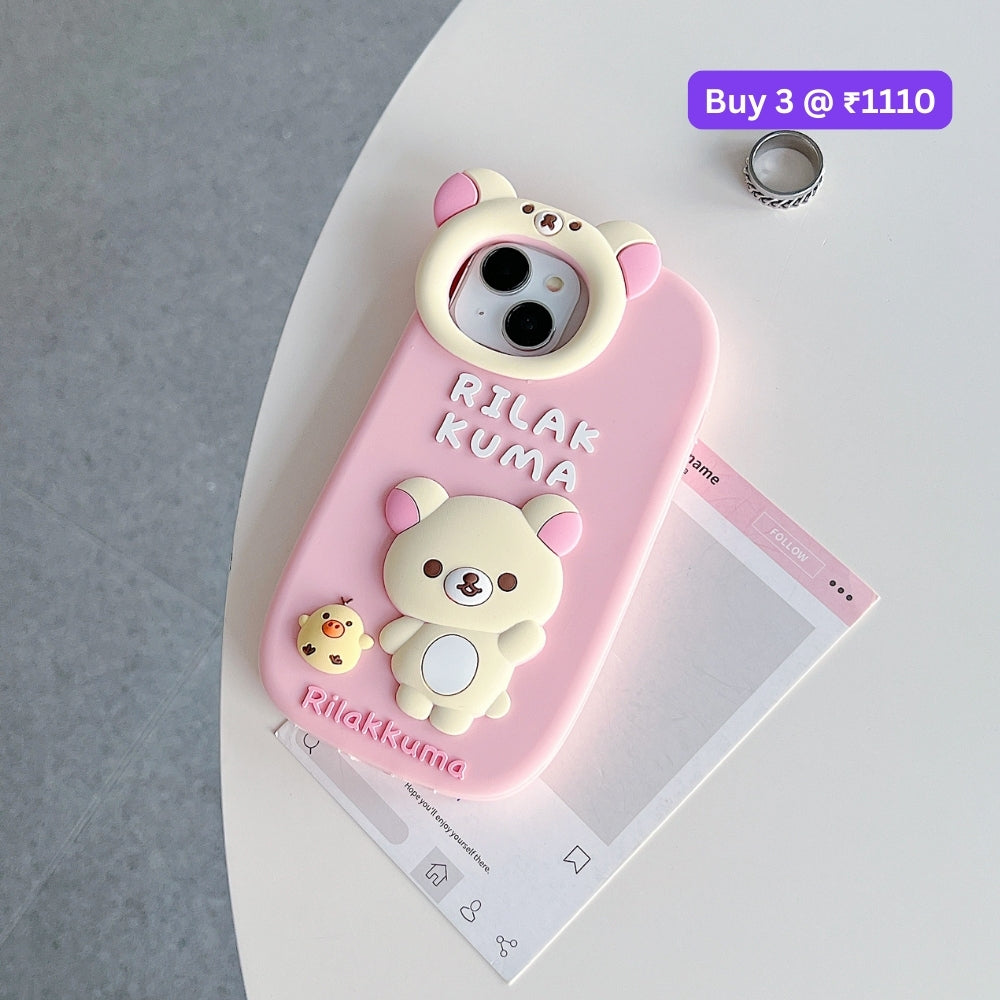 Bear Head Lens Circle Silicone Soft Phone Case | Mobile Cover - iPhone 14 Pro Max