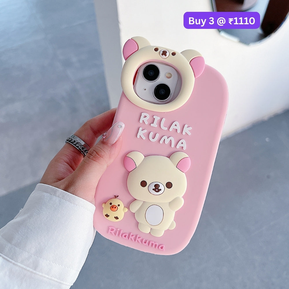 Bear Head Lens Circle Silicone Soft Phone Case | Mobile Cover - iPhone 14 Pro Max
