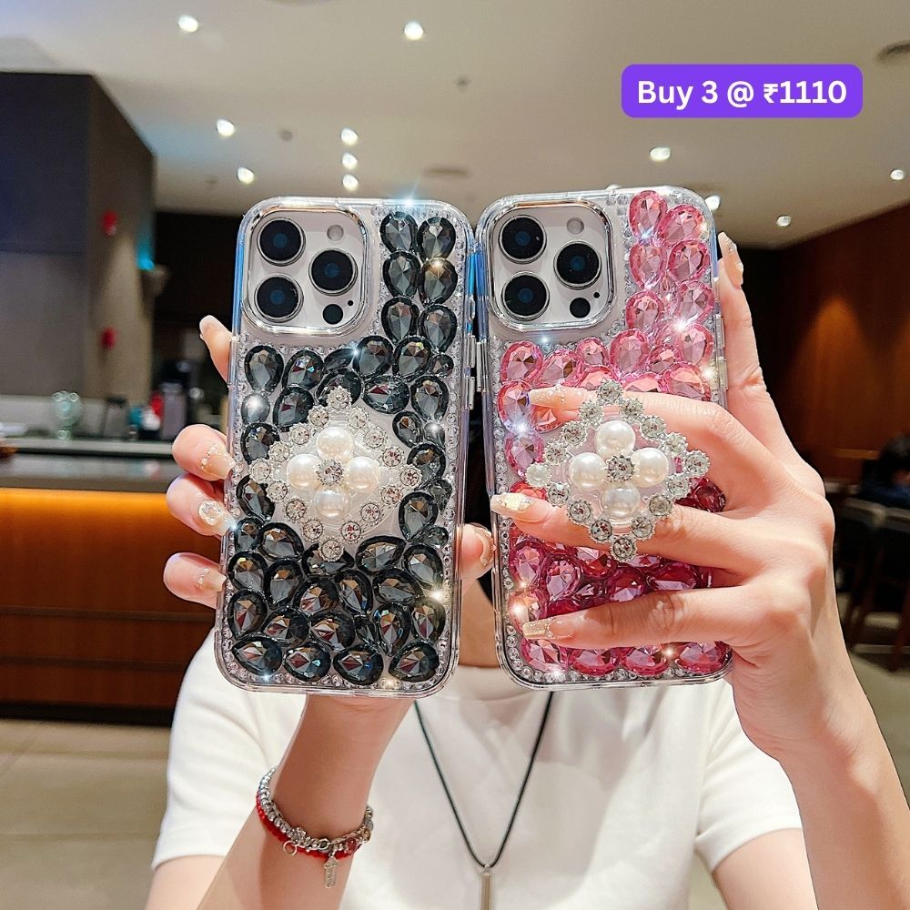 Bling Rhinestone Pearl Holder Transparent TPU (Soft) Phone Case | Mobile Cover - Samsung S23 Ultra