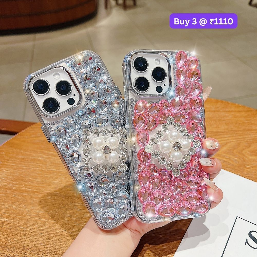 Bling Rhinestone Pearl Holder Transparent TPU (Soft) Phone Case | Mobile Cover - Samsung S23 Ultra