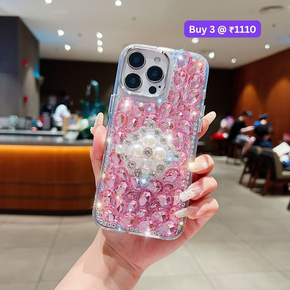 Bling Rhinestone Pearl Holder Transparent TPU (Soft) Phone Case | Mobile Cover - Samsung S23 Ultra